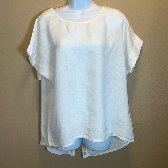 Terzo Millennio Women’s Made in Italy Relaxed White Short Sleeve Blouse SZ M - Picture 1 of 15